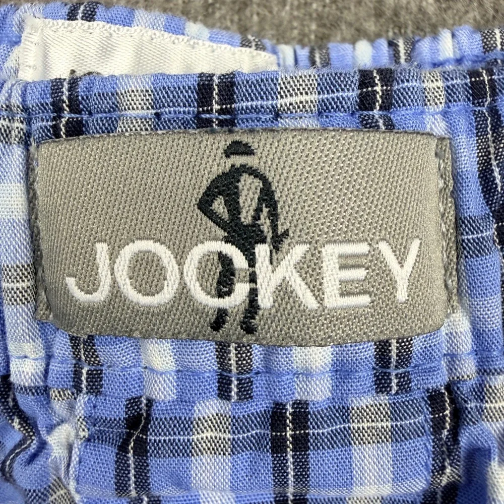 Jockey Men's Blue Plaid Cotton Boxer Shorts Large 36-38 Elastic Waist‎ Underwear